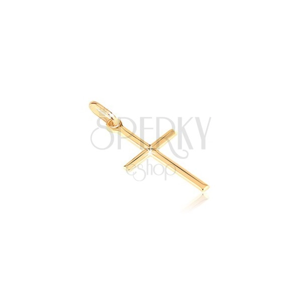 Zlatý 14K přívěsek - drobný lesklý křížek s gravírovaným X