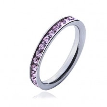 Prsten s růžovými zirkony - ocelový kroužek