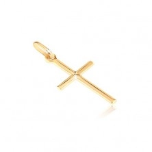 Zlatý přívěsek 585 - malý lesklý kříž s gravírovaným X