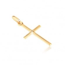 Přívěsek ze zlata 14K - úzký křížek s tenkým X ve středu