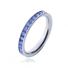 Prsten z chirurgické oceli - světle modré kamínky