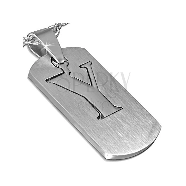Ocelový přívěsek - dvoudílný štítek s písmenem Y