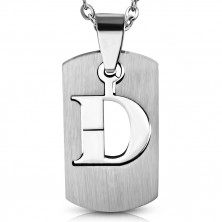 Přívěsek z chirurgické oceli, známka, lesklé písmeno "D"