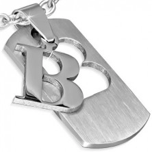Přívěsek z oceli - dvoudílná tabulka s písmenem "B"