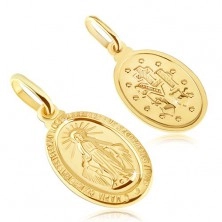 Přívěsek ze zlata 14K - oválný medailon Panny Marie