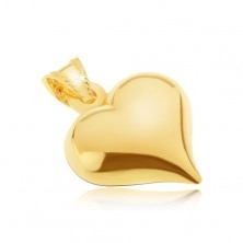 Zlatý přívěsek 585 - plastické pravidelné srdce, lesklý vypouklý povrch