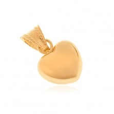 Přívěsek ze zlata 14K - symetrické srdce, zrcadlově lesklý povrch