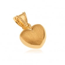 Přívěsek ze zlata 14K - symetrické srdce, zrcadlově lesklý povrch