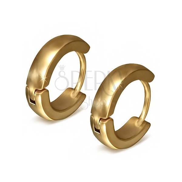 Kruhové ocelové náušnice - zlaté, hladký povrch, 3 mm