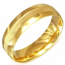 Zlatý prsten z chirurgické oceli s vroubkovaným pásem
