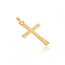 Zlatý 14K přívěsek - plochý, zrcadlově lesklý latinský kříž, hladký 