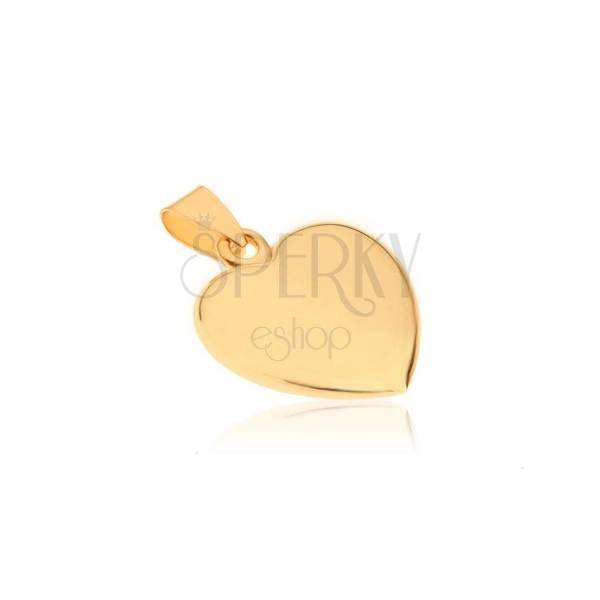 Blyštivý zlatý přívěsek 585 - mírně vypouklé pravidelné srdíčko