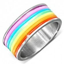 Ocelový prsten s barevnými gumovými proužky