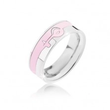 Stříbrno-růžový prsten z oceli - ženský symbol