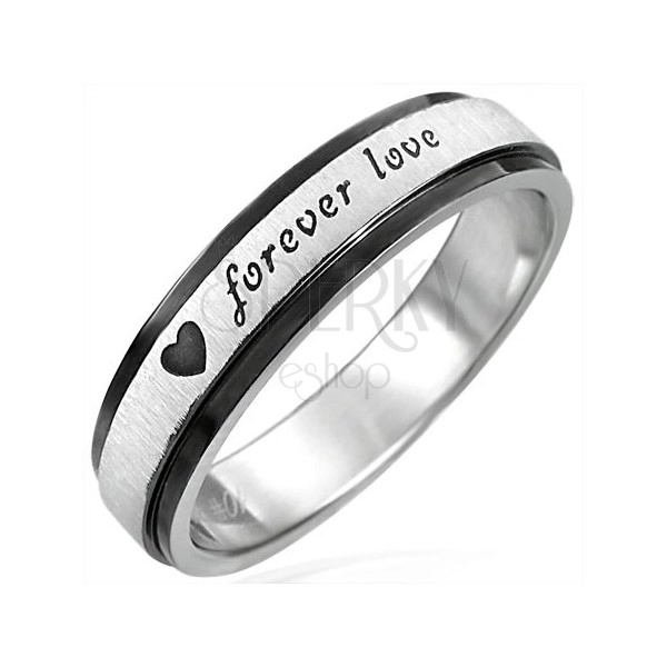 Ocelový prsten s černými kraji, Forever Love