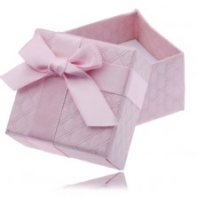 Růžová krabička na šperk se čtverečkovým vzorem, mašle