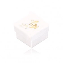 Dárková krabička bílé barvy, zlatá holubice, džbán a kalich
