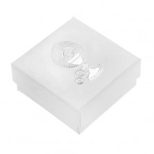 Perleťově bílá krabička na náušnice se stříbrným kalichem