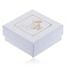 Perleťově bílá krabička na náušnice, zlatý džbán, kalich a holubice