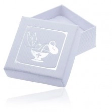 Vroubkovaná krabička na šperk - stříbrný kalich, džbán a holubice