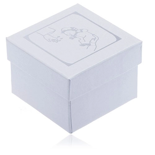 Levně Perleťová krabička na náušnice - stříbrný motiv křtu