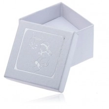 Perleťová krabička na náušnice - stříbrný motiv křtu