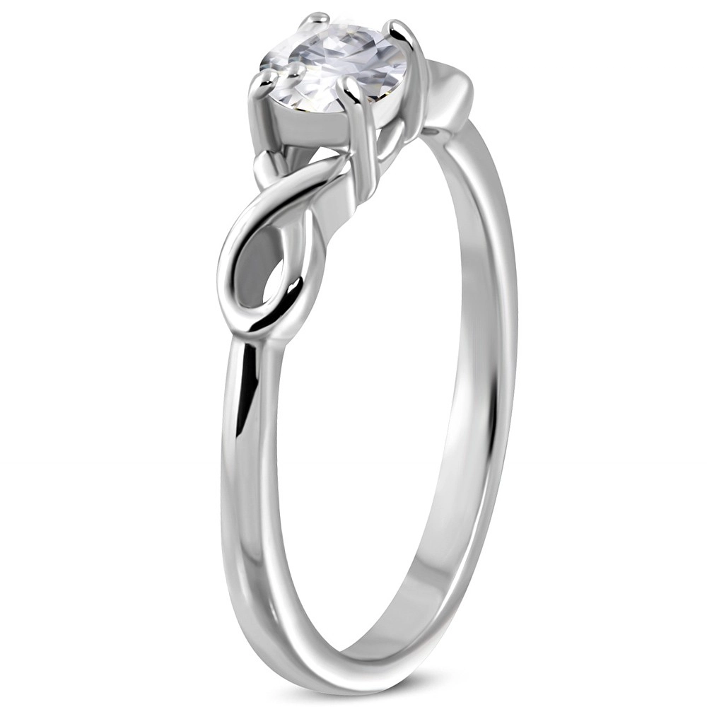 Zásnubní prsten se zirkonem a dvojitou ocelovou stužkou - Velikost: 50