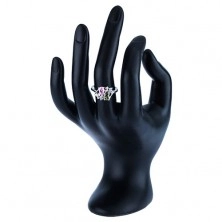 Prsten se dvěma barevnými oválnými zirkony a čirými kamínky