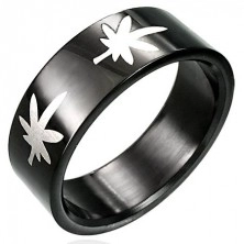 Černý prsten s marihuanou