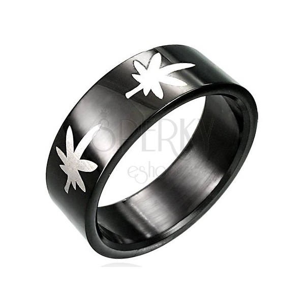 Černý prsten s marihuanou