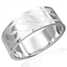 Prsten z chirurgické oceli s lesklými vzory ve tvaru "S"