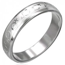 Ocelový prsten - znak muže a ženy