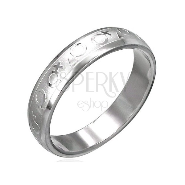 Ocelový prsten - znak muže a ženy