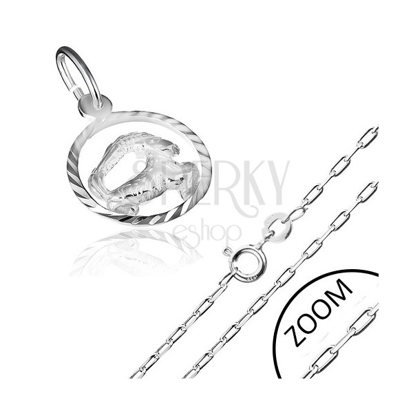 Stříbrný 925 náhrdelník s přívěskem znamení zvěrokruhu KOZOROH