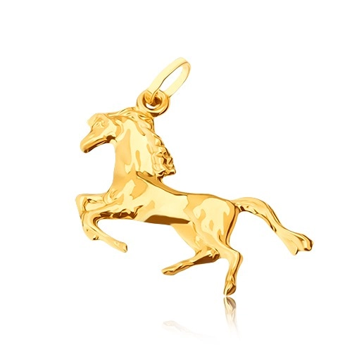 Zlatý přívěsek 585 - lesklý kůň postavený na zadních nohou