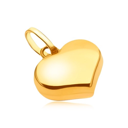 Přívěsek ze žlutého 14K zlata - lesklé hladké pravidelné srdce