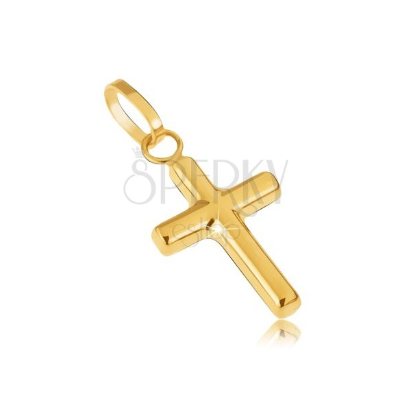 Zlatý přívěsek 585 - drobný latinský kříž, zrcadlový lesk