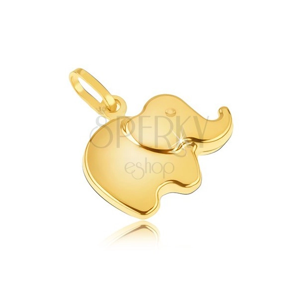 Přívěsek ze žlutého 14K zlata - malý blyštivý zaoblený sloník