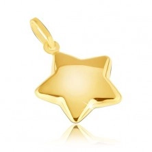 Přívěsek ze žlutého14K zlata - zaoblená třpytivá pěticípá hvězda