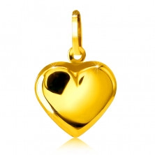 Zlatý přívěsek 585 - hladké pravidelné srdce, zrcadlově lesklé