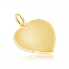 Přívěsek ve žlutém 14K zlatě - souměrné saténové srdce, lesklý okraj
