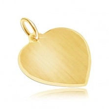 Zlatý přívěsek 585 - velké symetrické saténové srdce, blyštivý okraj