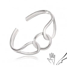 Nastavitelný stříbrný prsten 925, dvě smyčky a obroučka