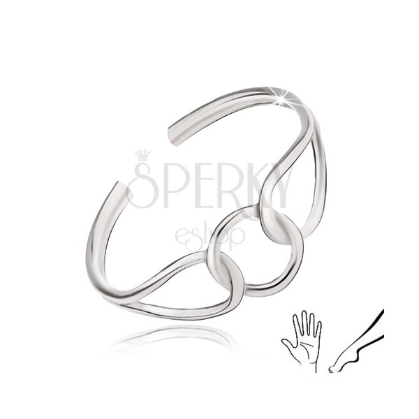 Nastavitelný stříbrný prsten 925, dvě smyčky a obroučka
