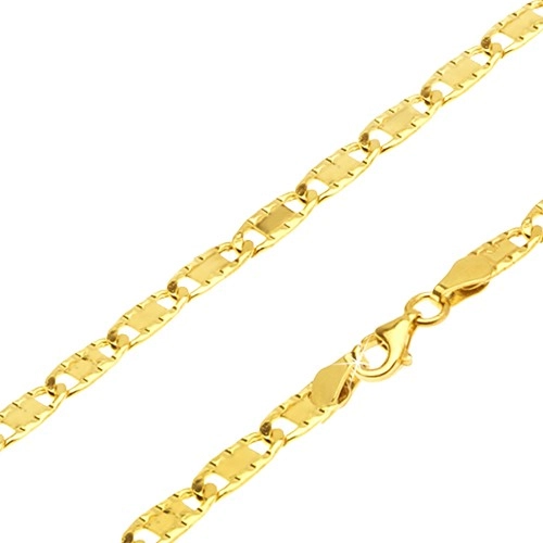 Levně Řetízek ze žlutého 14K zlata - ploché podlouhlé články, rýhy, 450 mm
