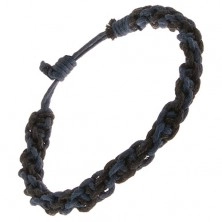 Šňůrkový náramek - motouzky tmavě modré a černé barvy, vzor řetězu
