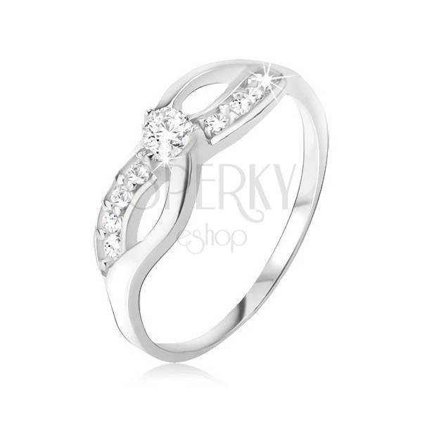 Stříbrný prsten 925 - symbol nekonečna, zirkonová linie, okrouhlý kamínek