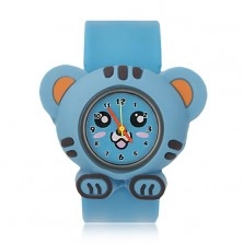 Náramkové hodinky modré barvy - tygřík, rolovací řemínek