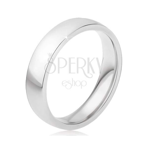 Lesklý ocelový prsten stříbrné barvy, hladký povrch, 5 mm