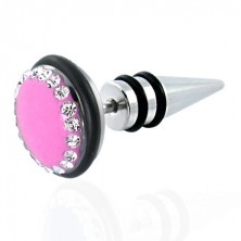 Falešný piercing s neonovo růžovým kruhem a zirkonky